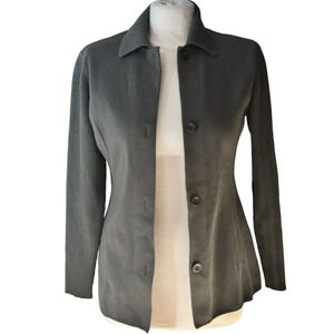 K.T Kiyoko Takase Multi Rib Knit Collared Sweater Fitted Brown Fits Like S-M